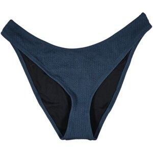 J. Crew Textured curved-waist cheeky bikini‎ bottom in Navy L NWT